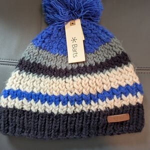 Barts Blue Striped Knit By Hand Beanie Hat. Made In Amsterdam. NWT. Unisex.